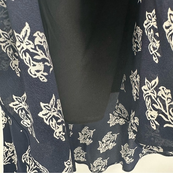 A.L.C. Misha Silk Navy Blue White One Shoulder Dress Size 8 - Picture 3 of 7